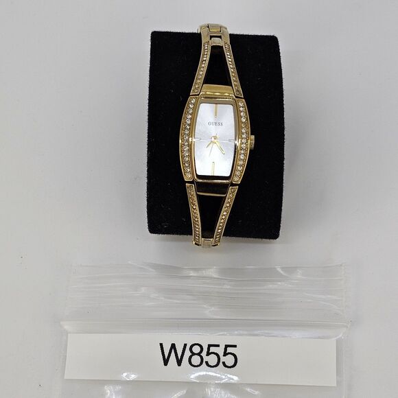 Guess Women's Watch 18MM Gray Dial Crystal Bezel Gold Bracelet 6" New Battery - Picture 13 of 13